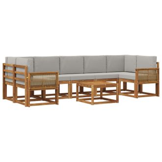 vidaXL Conjunto De Sof&aacute;s De Exterior 8 Pcs Natural Y Gris Claro Vidaxl