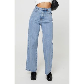 Princess Polly Nicolo High Waist Straight Leg Jeans in Blue at Nordstrom, Size 4