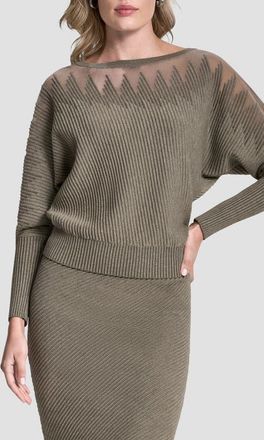 DKNY Illusion Rib Boatneck Sweater in City Taupe Heather at Nordstrom, Size X-Small
