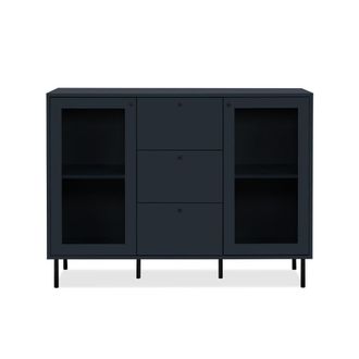 Calicosy Buffet 3 cajones 2 puertas acristaladas Azul Marino L120 cm - BOGOTA