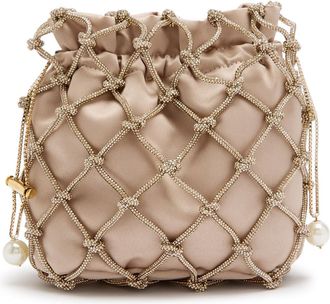 Rosantica Selene Capri Crystal-embellished Satin Drawstring bag - Light Pink - One Size