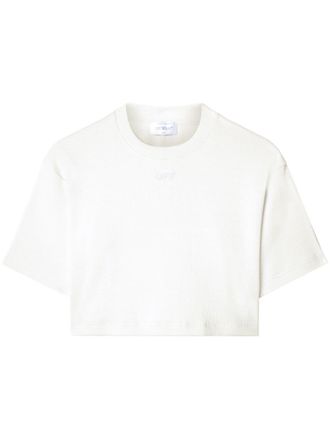 Off-white T-shirt met geborduurd logo - Wit