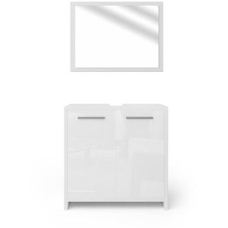 Vicco Conjunto De Muebles De Ba&ntilde;o Kiko, Blanco Alto Brillo, 2 Piezas
