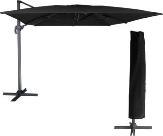 Happy Garden Sombrilla exc&eacute;ntrica rectangular 3x4m lona negra con funda