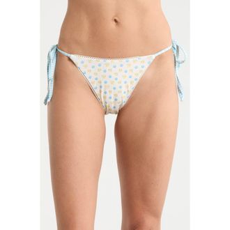 Dippin' Daisy's Swimwear Valentina Side Tie Bikini Bottoms in Meadow/Blue Gingham at Nordstrom Rack, Size X-Large