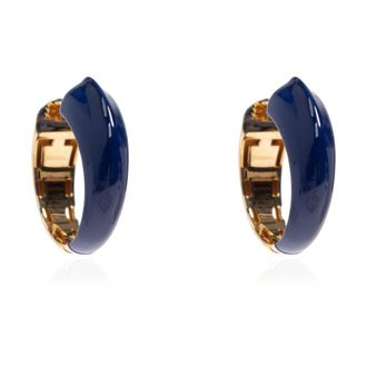 Jil Sander Earrings, female, Blue, Size: ONE SIZE Wide Semi-Circular Hoop Earrings