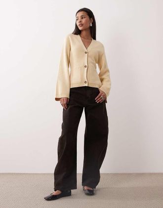 Gina Tricot Gina Tricot - Cardigan stretto in vita giallo vaniglia