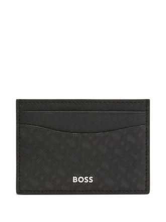 BOSS textured cardholder - men - Polyester/Recycled Leather - One Size - Black
