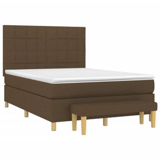 vidaXL Vidaxl - Cama Box Spring Con Colch&oacute;n Tela Marr&oacute;n Oscuro 140x190 Cm