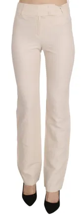 Laurel White High Waist Silk Blend Flared Dress Trousers Womens Pants