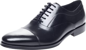 John White Mens Guildhall Capped Oxford Leather Shoes (Black, UK_Footwear_Size_System, Adult, Men, Numeric, Medium, Numeric_10)
