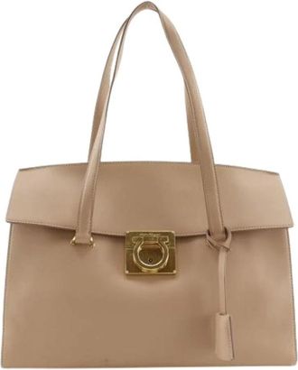 Ferragamo Pre-owned Tote Bag - Dames - Vintage Schoudertas - Beige - ONE Size - Leer - Vintage