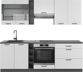 Vicco Mueble De Cocina Fame-line, Casa De Campo Blanca/antracita, 235 Cm Sin Encimera, Vicco