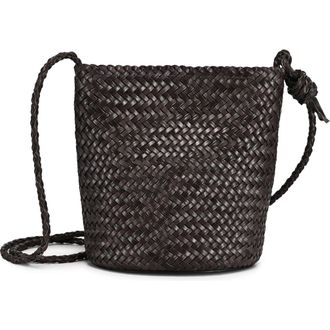 OLD TREND Reed Genuine Leather Woven Barrel Crossbody Bag in Grey at Nordstrom