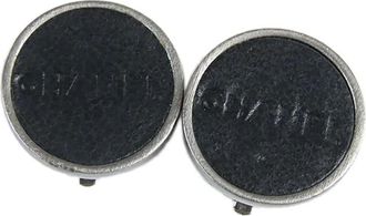 Chanel 2000 Silver Plated Leather Logo Clip On Earrings costume earrings - Black