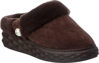 Jimmy Choo London Diamond Maxi/F Suede & Shearling Mule