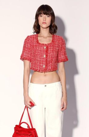 Walter Baker Rita Tweed Top in Cherry Tweed at Nordstrom, Size X-Large