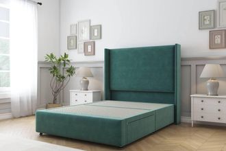 Sloomy Stratford Plush Divan Base 2 Drawers 54 Headboard & 12 Footboard in Emerald | Size: Small Double