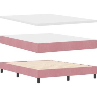 vidaXL vidaXL Box Spring Bed with Mattress Pink 140x190 cm Velvet