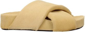 Jil Sander Beige Slippers Sandalen van Paardenhaar - Dames - Sandalen - Bruin - 40 EU - Leer - Schoenen