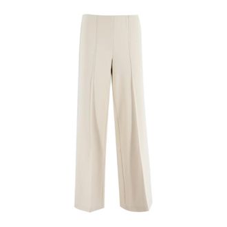 Le Tricot Perugia Wide Trousers, female, Beige, XL, Wide-Leg Trousers with Ironed Crease
