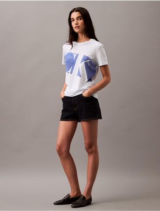 Calvin Klein Jeans Calvin Klein Womens Relaxed Slant Monogram Logo Graphic T-Shirt - Blue - XS