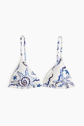 H&M Wattiertes Triangel-Bikinitop - Weiss/Muscheln