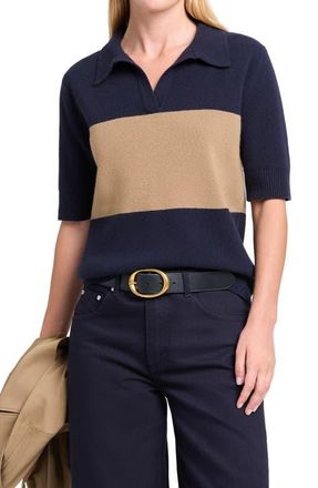 TWP Slightly Oversized Polo in Blueberry /Ermine at Nordstrom, Size X-Small