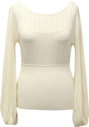 Catherine Malandrino Cream Fine Crochet Jumper Size S