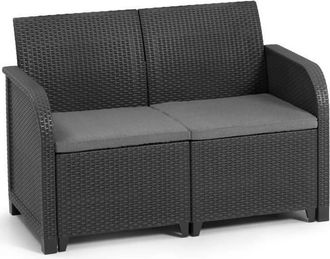 Keter Allibert By Keter Sanremo - Sof&aacute; De Jard&iacute;n - En Resina Efecto Rat&aacute;n Trenzado - Gris Grafito