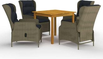 vidaXL Juego De Comedor Para Jard&iacute;n De 5 Piezas Marr&oacute;n Vidaxl