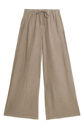 M&S Collection Linen Palazzo Pants in Natural Beige at Nordstrom, Size 10