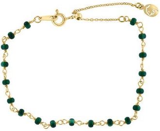 Effy 14K Yellow Gold Beaded Malachite Station Bracelet in 14K Gold at Nordstrom, Size 6