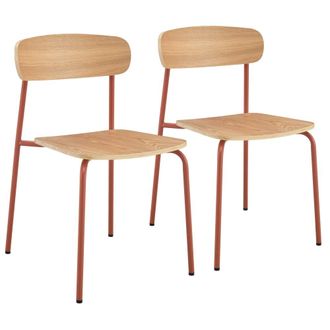 Oviala Lote de 2 sillas de madera naranja