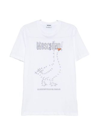 Moschino White Short-Sleeve T-Shirt with Playful Graphic