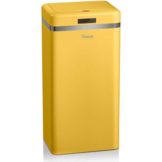 SWAN Swka4500yelneu Cubo Basura Cocina Sensor De Apertura Autom&aacute;tica, Met&aacute;lico, Capacidad 45 Litros, Dise&ntilde;o Vintage Amarillo