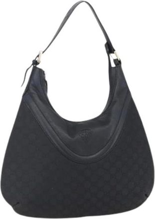 Gucci Pre-owned Shoulder Bags, female, Black, Size: ONE SIZE Pre-owned Canvas Shoulder Bag