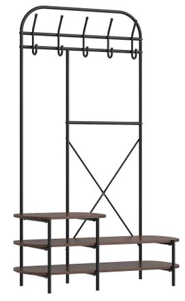 Nordlys Industrial Entryway Wardrobe Coat Rack in Brown