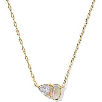 Kendra Scott Tatum Pendant Necklace in Gold White Cz Mix at Nordstrom