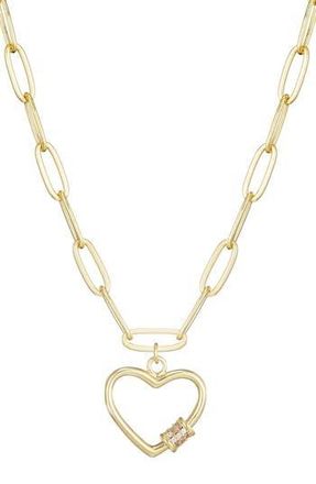 Adornia Cubic Zirconia Carabiner Heart Pendant Necklace in Gold at Nordstrom Rack