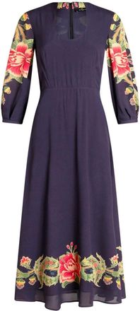 Etro floral-print crepe-de-chine dress - women - Viscose/Polyester - 38 - Blue