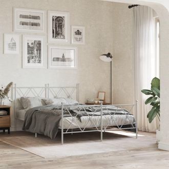 Berkfield Home Metal Bed Frame without Mattress with Footboard White 137x190cm | Size: 137x190 cm