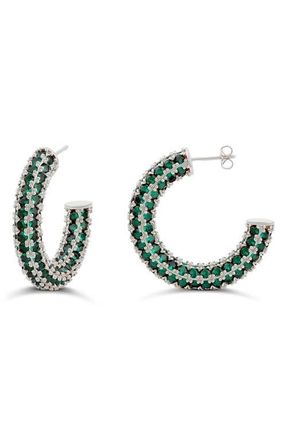 SHYMI Colored Crystal Pav&eacute; Hoop Earrings in Silver at Nordstrom