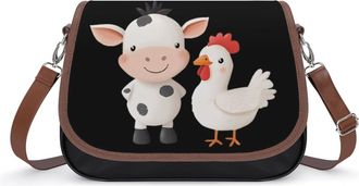 Generic Cute Cow And Chicken Small Womens Crossbody Bags Shoulder Handbag with Adjustable Strap for Travel