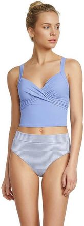 Lands End Sweetheart Wrap Midkini Top in Soft Cloud Blue at Nordstrom, Size 18