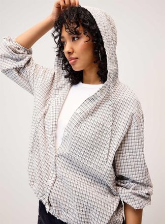 Twik Womens Plaid hooded shirt