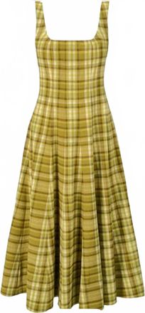 Staud Womens Wells Dress In Pepperoncini Plaid