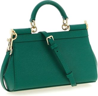 Dolce & Gabbana Womens Sicily Top Handle Bag Green Calfskin Leather