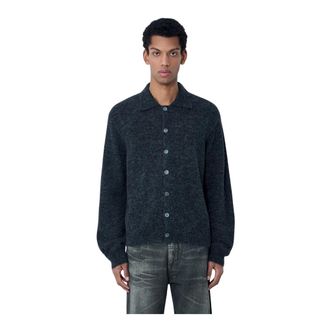 Our Legacy Cardigans, male, Black, Size: 2XL Button-Down Cardigan in Wool Blend
