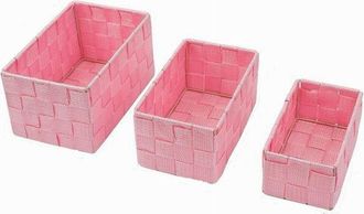 Trade Shop Trade Shop - 3 Cestas De Tela Organizador De Ba&ntilde;o Cajas Porta Objetos Espuma De Ba&ntilde;o Rosa 79053